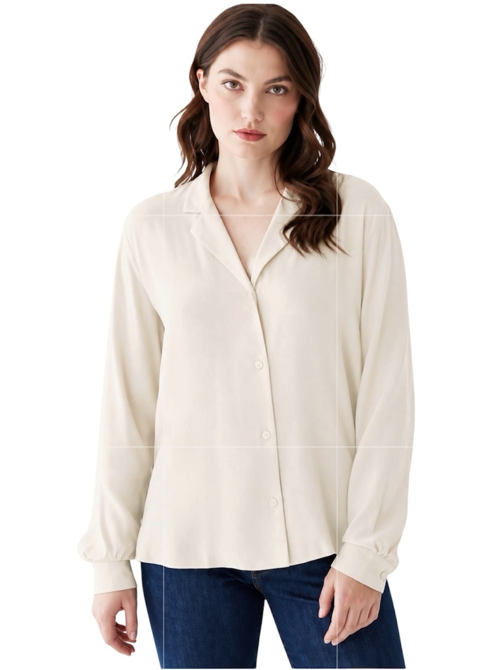 Frank and Oak Camp Collar Blouse NWT Size XL Off White Career Capsule Classic